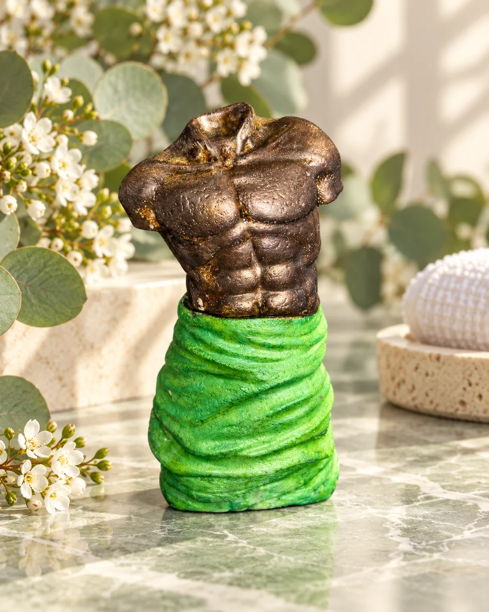 New Man green and bronze soap